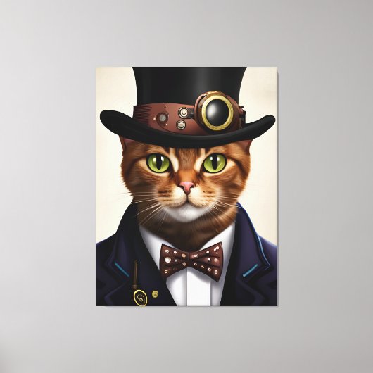 Steampunk Cat Leinwanddruck (Vorderseite)