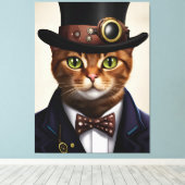 Steampunk Cat Leinwanddruck (Insitu (Holzboden))