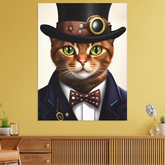 Steampunk Cat Leinwanddruck (Insitu (Wohnzimmer))