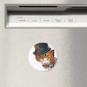 Steampunk Cat Magnet (In Situ (Geschirrspüler))