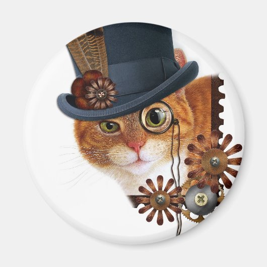 Steampunk Cat Magnet (Vorne)