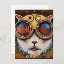Steampunk Cat Notecard zu sagen Hallo