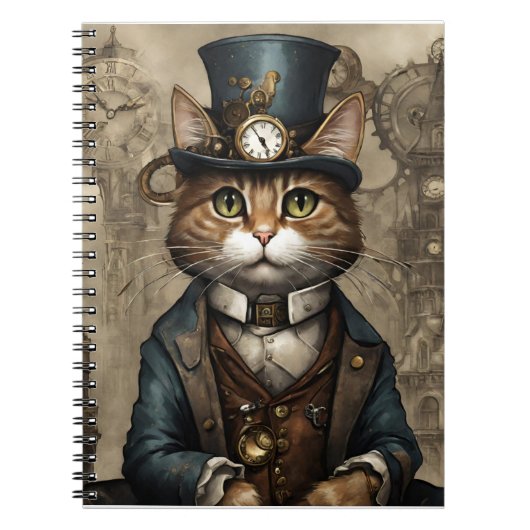 Steampunk Cat Notizblock (Vorderseite)