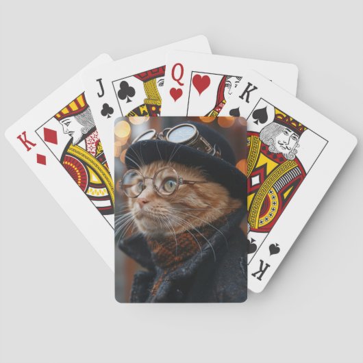 Steampunk Cat Playing Cards Spielkarten (Rückseite)