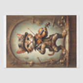 Steampunk Cat Playing Fiddle Decoupage Seidenpapier (Vorderseite)