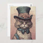 Steampunk Cat Postcard Postkarte (Vorne/Hinten)