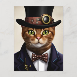 Steampunk Cat Postcard Postkarte