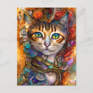 Steampunk Cat Postkarte