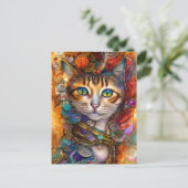Steampunk Cat  Postkarte (Stehend Vorderseite)