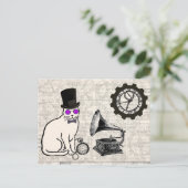 Steampunk Cat Postkarte (Stehend Vorderseite)