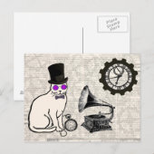 Steampunk Cat Postkarte (Vorne/Hinten)