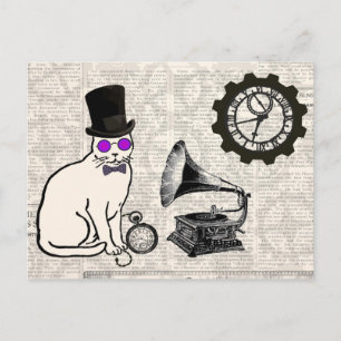 Steampunk Cat Postkarte