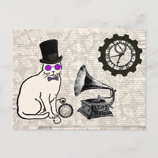 Steampunk Cat Postkarte (Vorderseite)