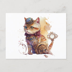 Steampunk Cat Postkarte