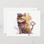 Steampunk Cat Postkarte (Vorne/Hinten)