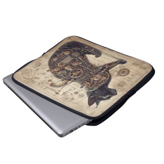 Steampunk Cat Retro Laptopschutzhülle (Vorne Knopf)
