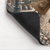 Steampunk Cat Riding a Penny farthing Bike Mousepad (Ecke)