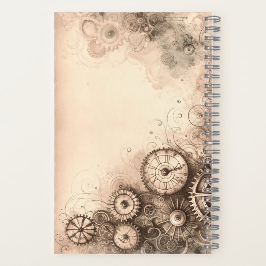 Steampunk Cat Spiral Notebook Notizblock (Rückseite)