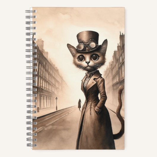 Steampunk Cat Spiral Notebook Notizblock (Vorderseite)