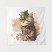 Steampunk Cat Tapestry Wandteppich (Vorderseite)