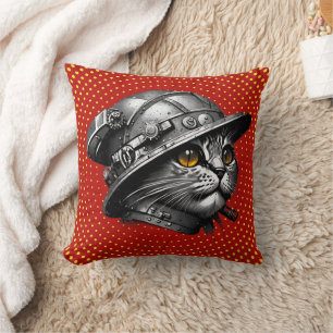 Steampunk Cat Throw Kissen - Pop Art Meetings Whim