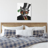 Steampunk Cat - Top Hut und rot-gelbe Brille Leinwanddruck (Insitu (Schlafzimmer))