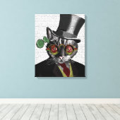 Steampunk Cat - Top Hut und rot-gelbe Brille Leinwanddruck (Insitu (Holzboden))