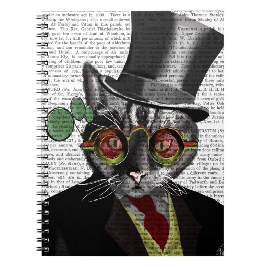 Steampunk Cat - Top Hut und rot-gelbe Brille Notizblock (Vorderseite)