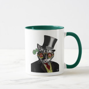 Steampunk Cat - Top Hut und rot-gelbe Brille Tasse