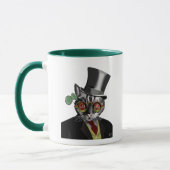Steampunk Cat - Top Hut und rot-gelbe Brille Tasse (Links)