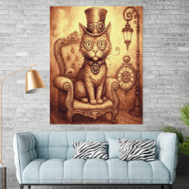 Steampunk Cat Victorian Clockwork Fantasy Vintage Poster