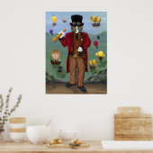Steampunk Cat Viktorianisch Portrait Gothic Fantas Poster (Küche)