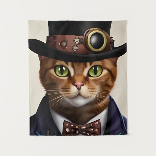 Steampunk Cat Wandteppich (Vorderseite)