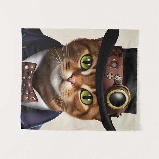 Steampunk Cat Wandteppich (Vorderseite (Horizontal))