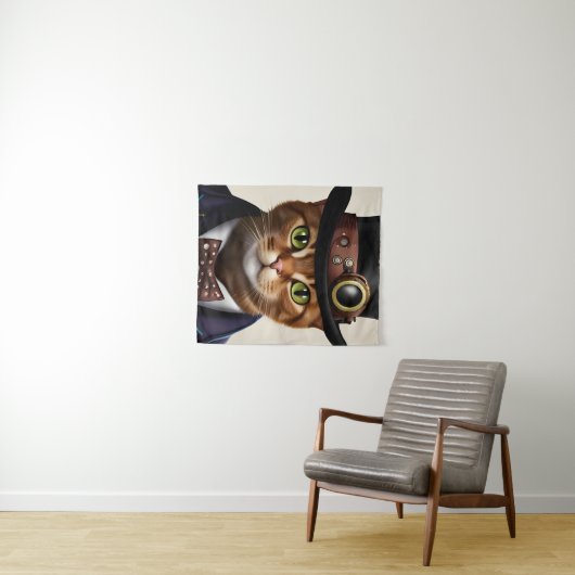 Steampunk Cat Wandteppich (Beispiel (Horizontal))