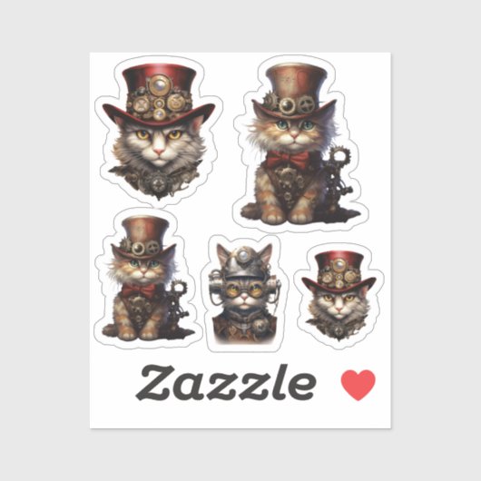 Steampunk Cats Aufkleber (Blatt)
