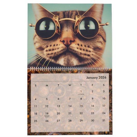 Steampunk Cats Retro Futuristic Felines Viktoriani Kalender (Jan 2026)