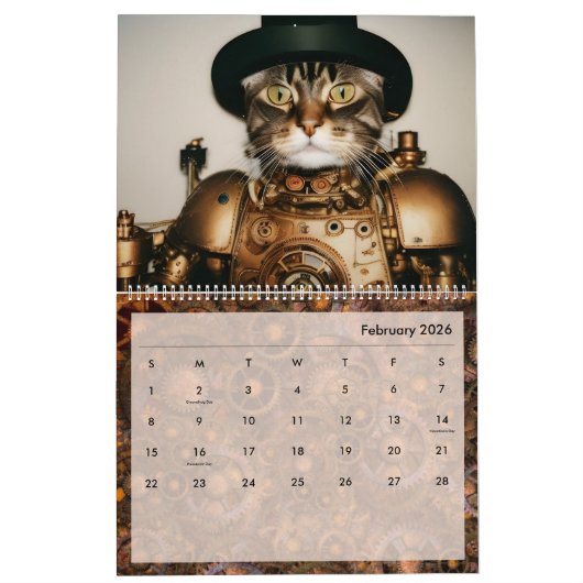 Steampunk Cats Retro Futuristic Felines Viktoriani Kalender (Feb 2026)
