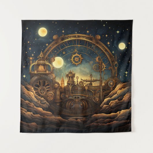 Steampunk Celestial Art Tapestry Wandteppich (Vorderseite)