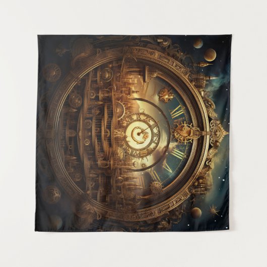 Steampunk Celestial Art Tapestry Wandteppich (Vorderseite (Horizontal))