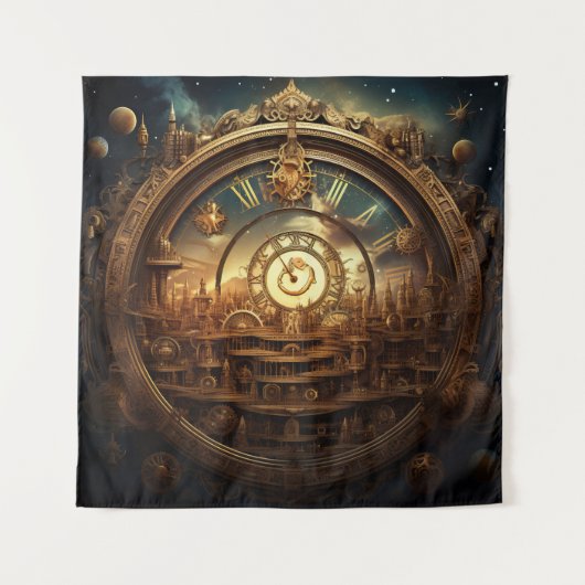 Steampunk Celestial Art Tapestry Wandteppich (Vorderseite)