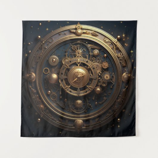 Steampunk Celestial Art Tapestry Wandteppich (Vorderseite)