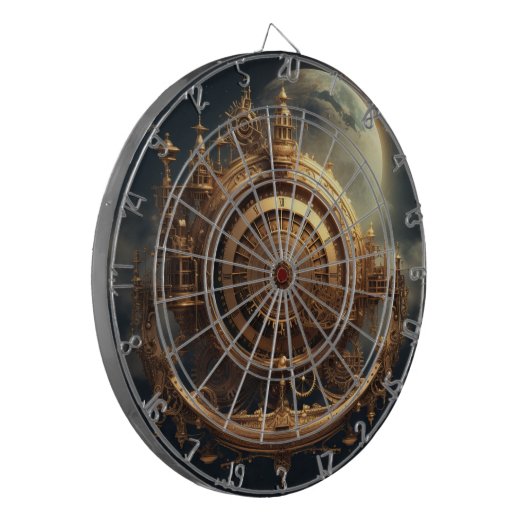 Steampunk Celestial Dartboard Dartscheibe (Vorderseite Links)