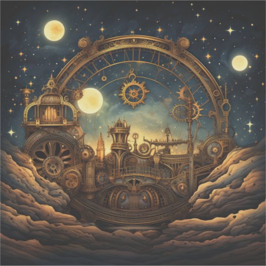 Steampunk Celestial Vinyl Sticker (Vorderseite)