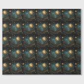 Steampunk Celestial Wrapping Paper Geschenkpapier (Flach)