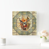 Steampunk~Cello~Edison Phonograph~Bass Saxhorn ~ Quadratische Wanduhr (Zuhause)