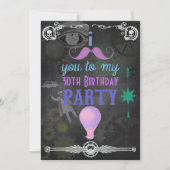 Steampunk Chalkboard Geburtstagsparty Einladung (Vorderseite)