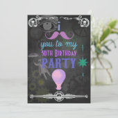 Steampunk Chalkboard Geburtstagsparty Einladung (Stehend Vorderseite)