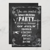 Steampunk Chalkboard Geburtstagsparty Einladung (Vorne/Hinten)