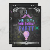 Steampunk-Chalkboard-Party Einladung (Vorne/Hinten)